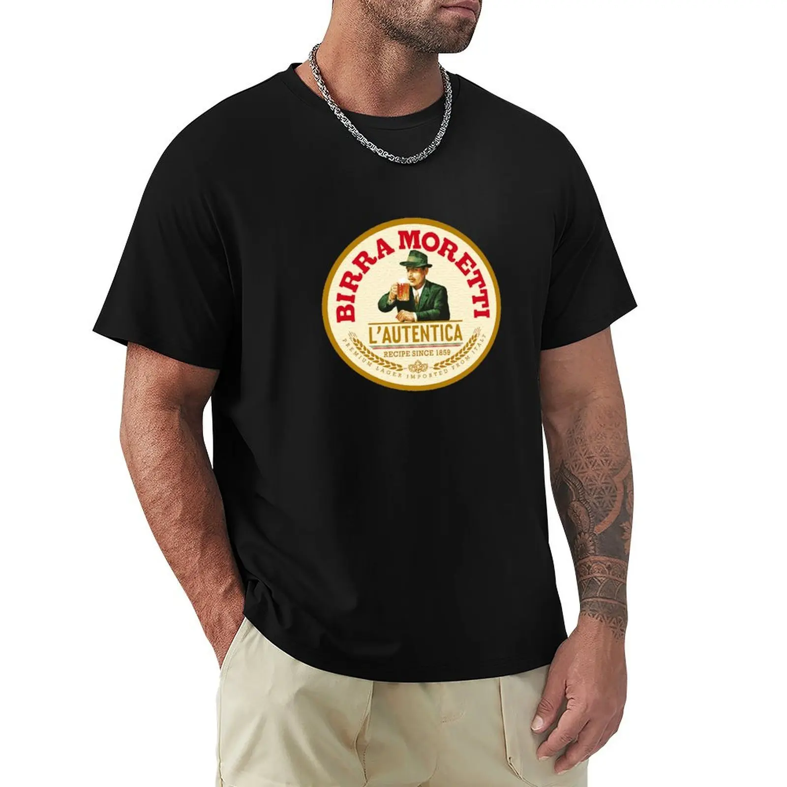 Best to Buy Iconic Vintage Birra Moretti Logo 1859 Design T-Shirt Fashion Casual Short Sleeve Top