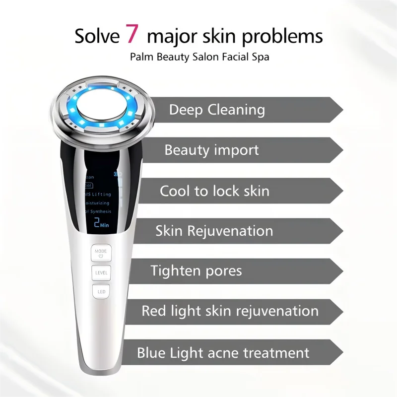 Microcurrent Facial Device EMS Face Lifting Massager Skin Tighten Machine Wrinkle Removal Hot Cool Face Skin Care Beauty Device