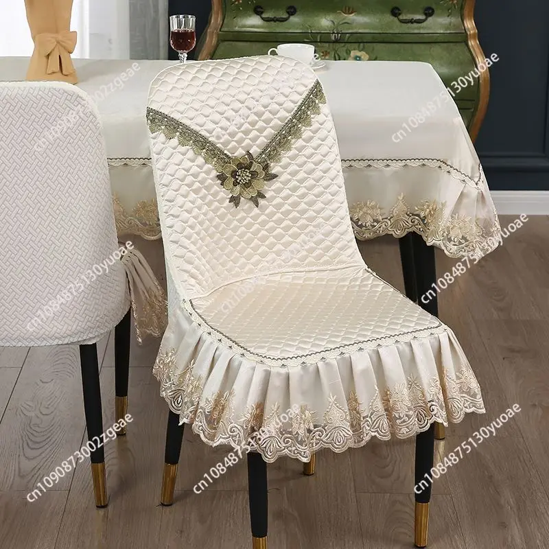 Light luxury curved chair cover simple non-slip fan dining table chair cushion seat cushion backrest integrated stool
