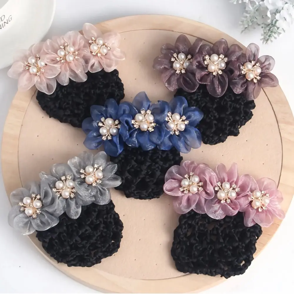 Flower Shape Hair Clip Net New Dance Skating Hairgrip Elastic Hair Net Official Lady Hair Accessories Mesh Flower Bun Girls