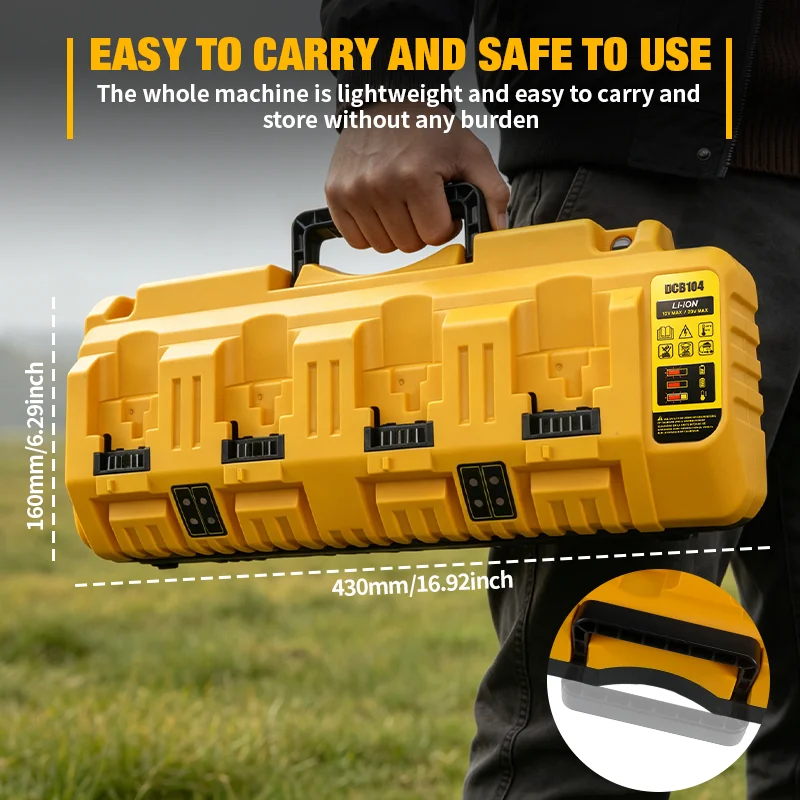 DCB104 Fast Charger for DeWalt 12V-20V Battery Pin Lithium Battery Charger Simultaneously 2.0A DCB204 DCB205 DCB127 DCB105