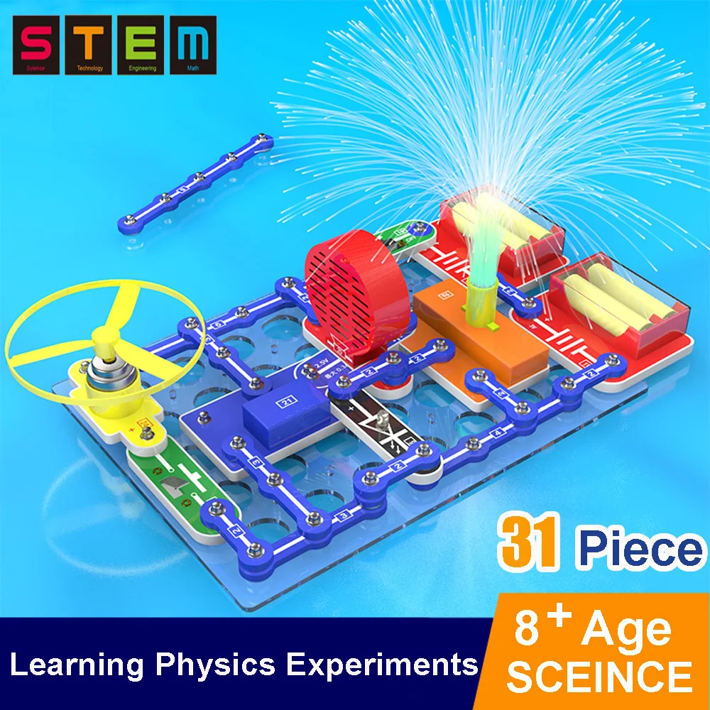 Circuit Electronic Blocks Physics Educational Experiments 31 Piece DIY Assemble Science Kits For Kid  STEM Toys Gift