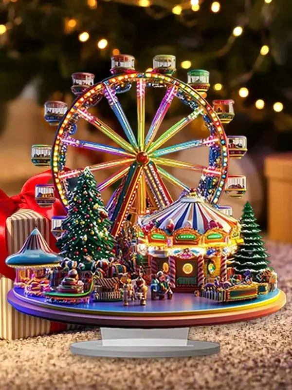 Ferris Wheel Accent Ornament 2D Acrylic Desktop Ferris Wheel Decor Ferris Wheel Display Board Christmas Tree Decoration