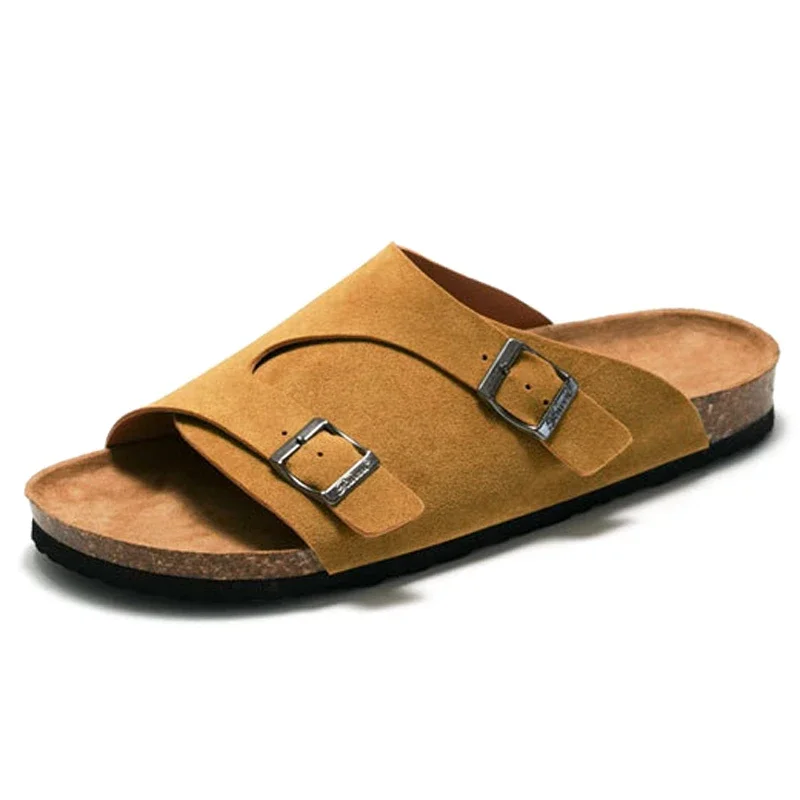 Big Size 45 Suede Leather Sandals for Men Summer Classic Men Shoes Slippers Soft Cork Sandals Man Roman Comfortable Footwea New