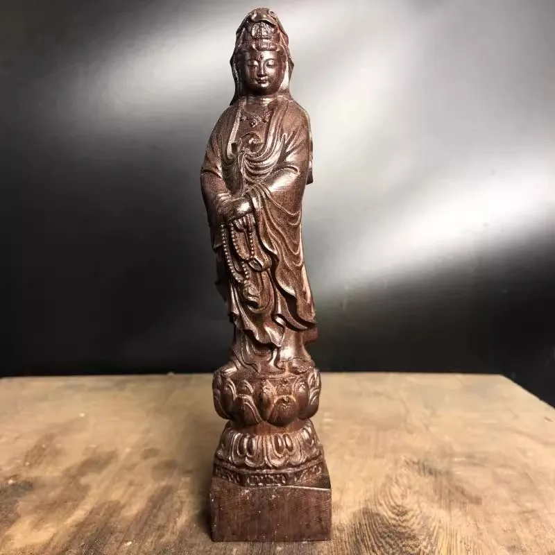 Prayer Beads Guanyin for Compassion & Peace - Wooden Buddha Statue Brings Blessings to Home, Tranquil Zen Decor & Spiritual Cent