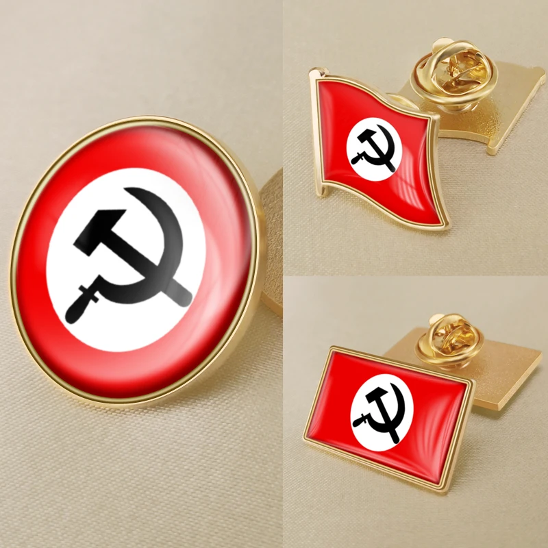 National Bolshevik Party Flag Brooch Badges Lapel Pins