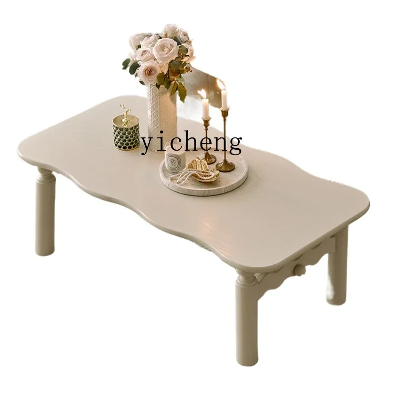 

Cream Style Solid Wood Tea Table High-Grade Living Room Home Small Apartment Small Square Table