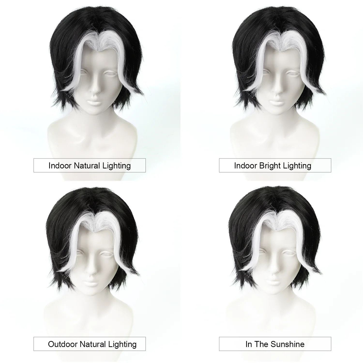 Cosplay Wig Hazbin Hotel Anime Wig Husk Black -white Synthetic Wig Role Play Male Widow's Peak Wig with Wigcap for Halloween image 5