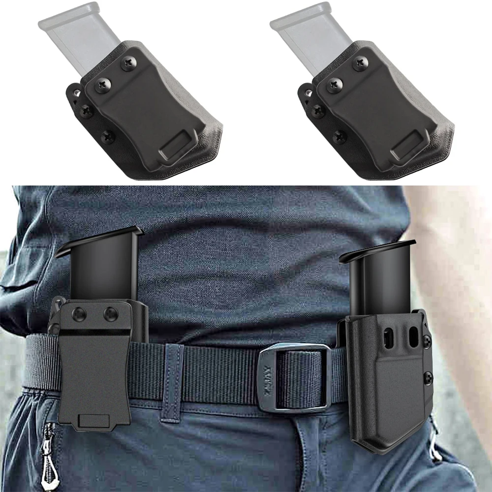 9mm/.40 듀얼 매거진용 IWB/OWB 전술 매거진 홀스터, 야외 게임용 조정 가능한 플랫 EDC 캐리어 홀더