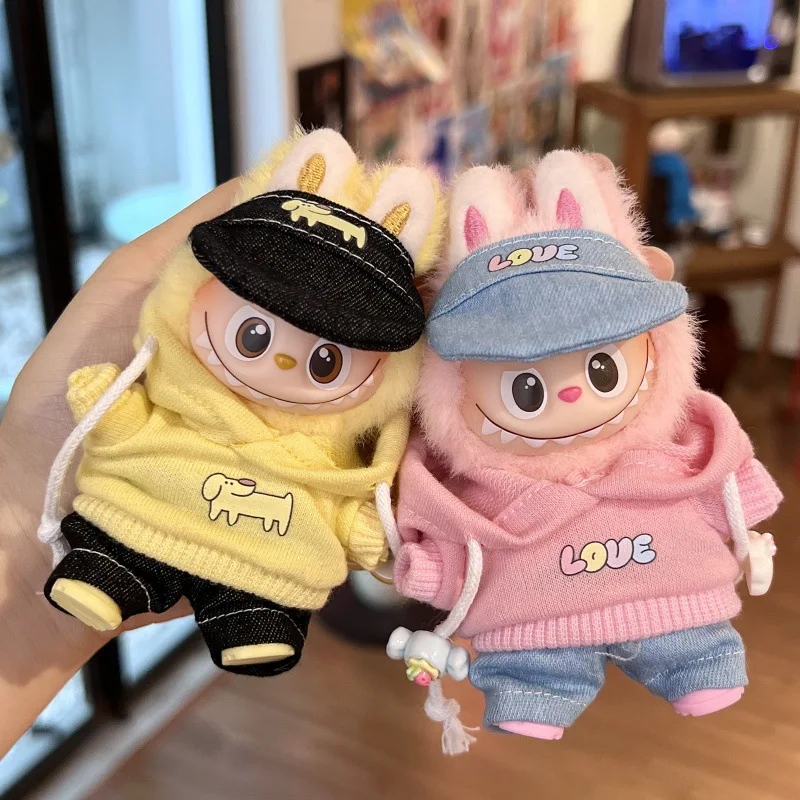 Kleidung für die 4. Generation LABUBU Pin For Love Series 4.0 Neues Kapuzenpullover-Set mit Sonnenhut, mehrere Farben erhältlich