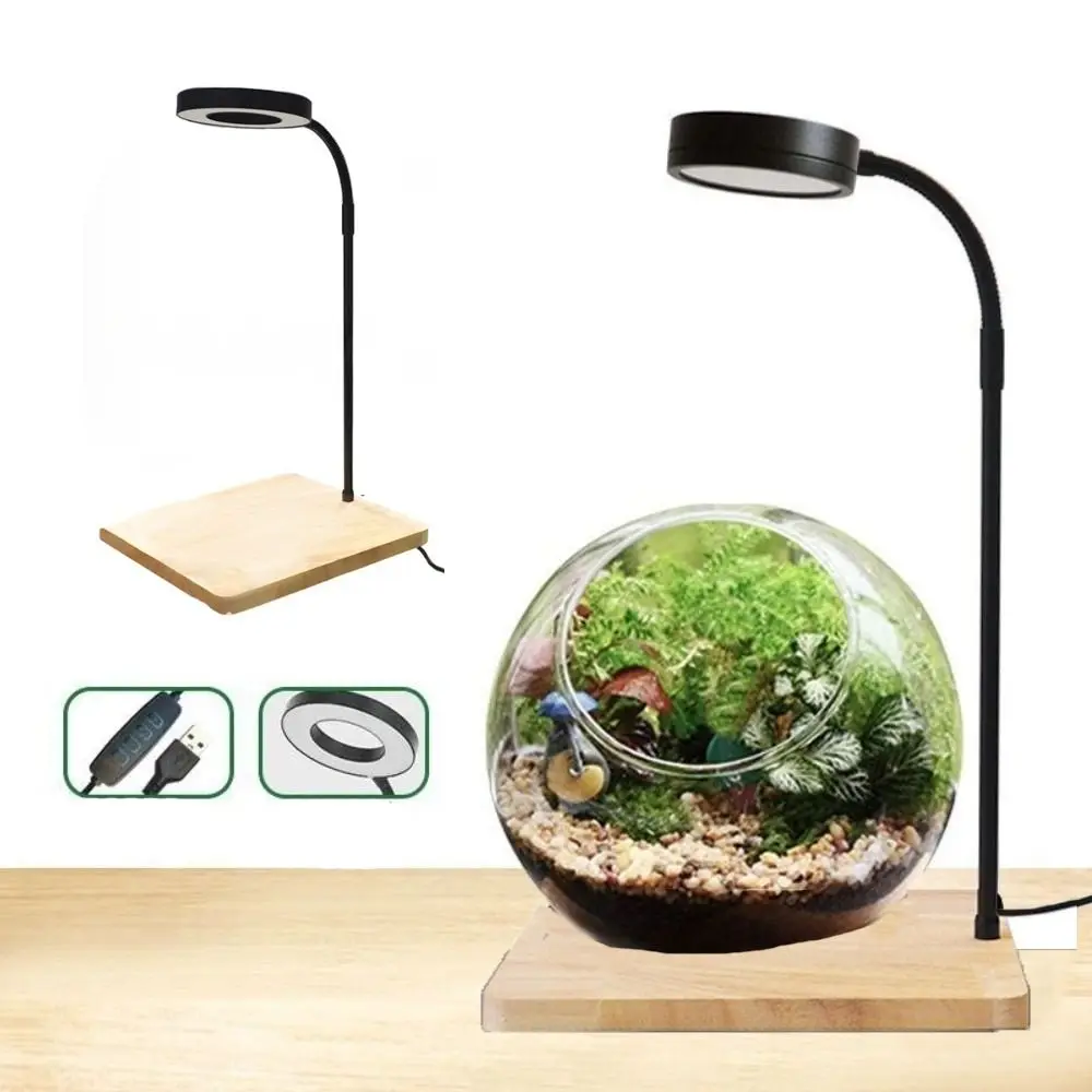 

10W Fish Tank LED Lamp Retractable Height with Wood Board Aquarium Landscape Lights Energy Saving Waterproof Plant Growth Light