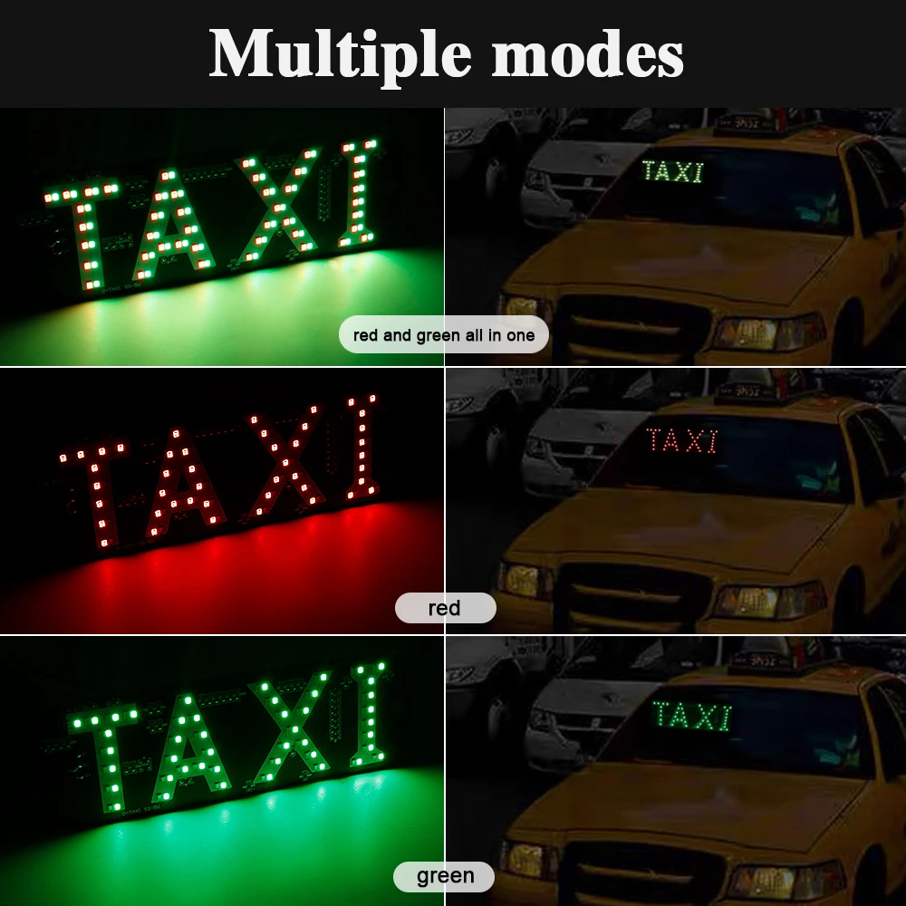 1 قطعة علامة سيارة أجرة للسيارات ، لونين الأحمر والأخضر led علامة السيارة لنافذة السيارة الزجاج الأمامي كابينة ضوء سيارة أجرة