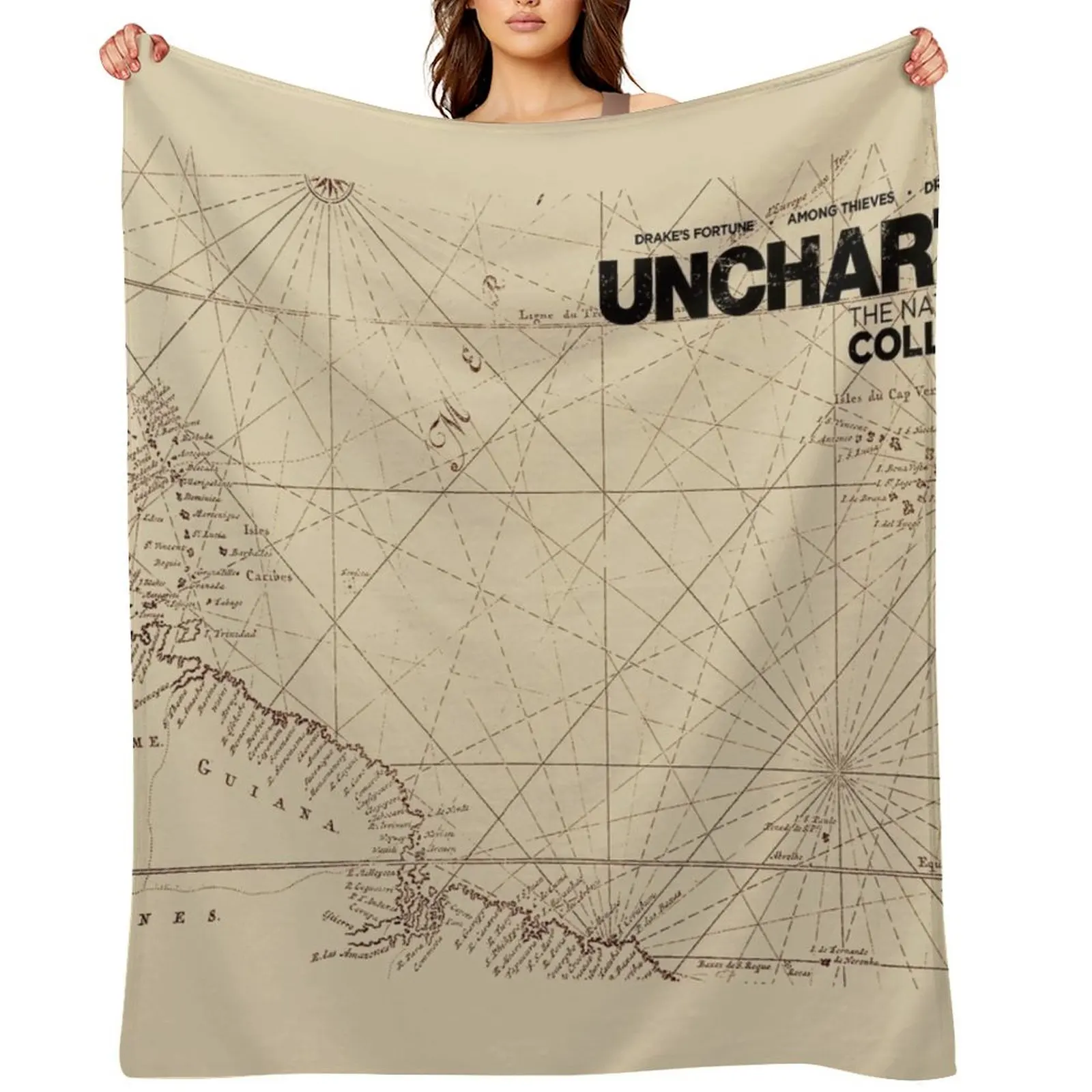 

Uncharted Map Design Throw Blanket Cute Camping Plaid on the sofa Hair Blankets