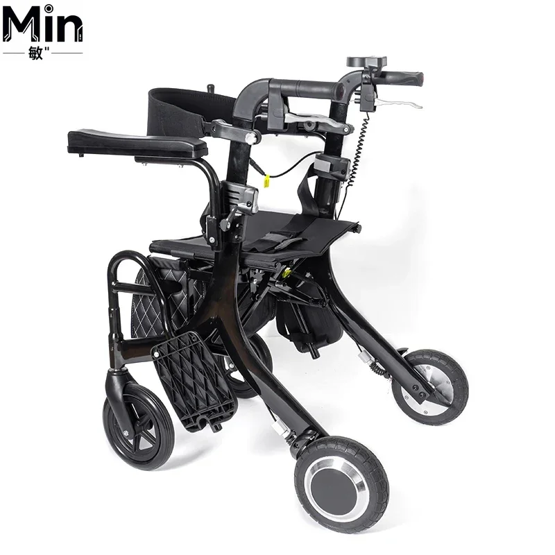 Lightweight Aluminum Frame 5:1 Drive All-Terrain Rollator Walker with Convenient Footrest for Elderly Mobility Assistance
