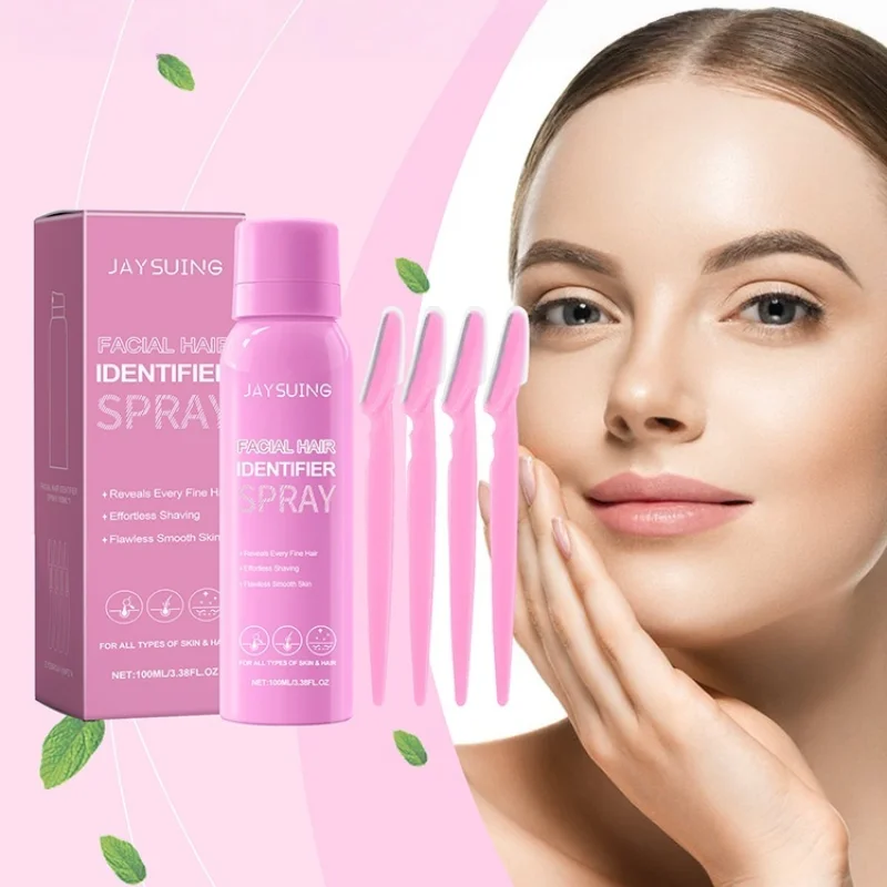 Facial Hair Removal Spray With Tool Painless Shaving Inhibits Hair Growth Skin Repair Smooth Beautiful Skin Facial Care Set