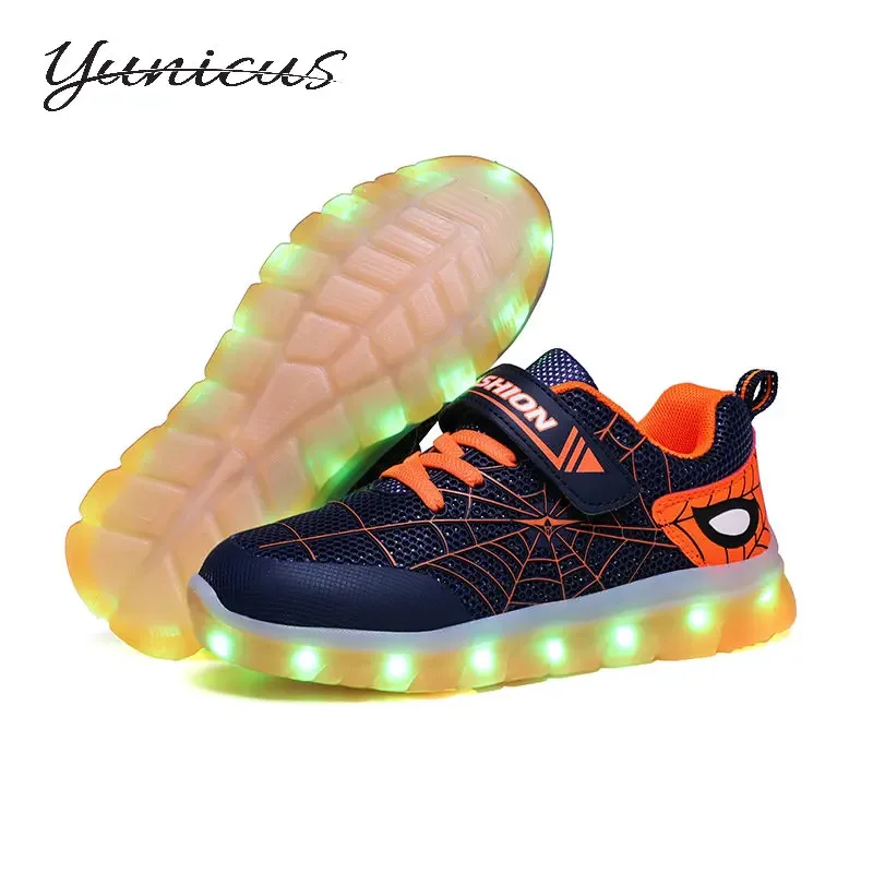 YUNICUS autunno scarpe in rete traspirante per bambini Led scarpe a emissione di luce per bambini neonate Sneakers a emissione di luce ragazzi luce