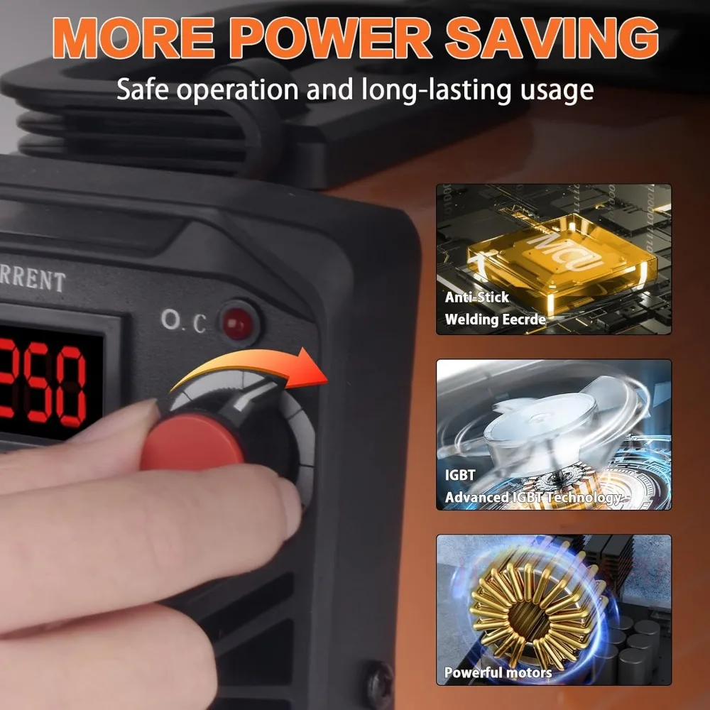 Mesin Las Mini Super, 110V 250A Portabel MMA untuk Pemula dengan Peralatan, Inverter IGBT