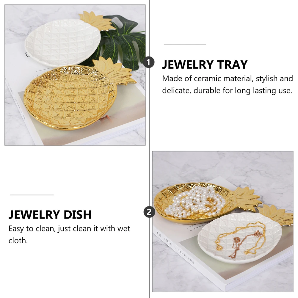 

Ceramic Jewelry Tray Storage Dish Elegant Vanity Accessories Holder For Bedroom Bathroom Easy Clean Stylish Durability Jewelry