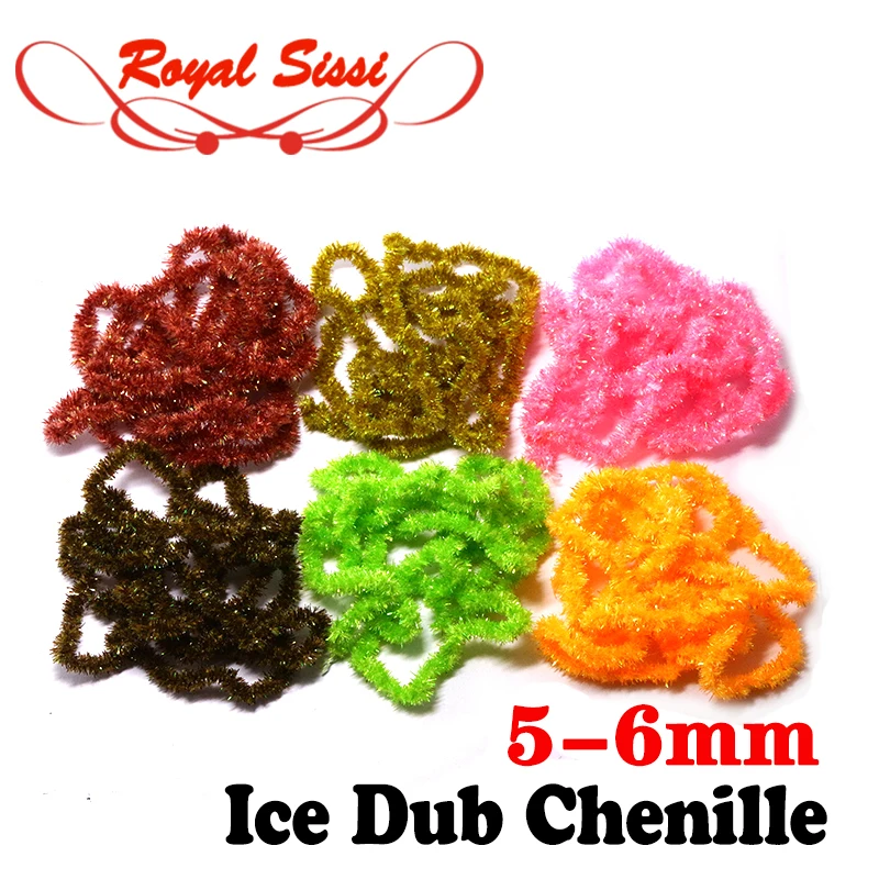 Royal Sissi 2yards pack Dia 6mm fly tying ice dubbing sparkly chenille yarn steelhead bass&saltwater fly pattern tying materials