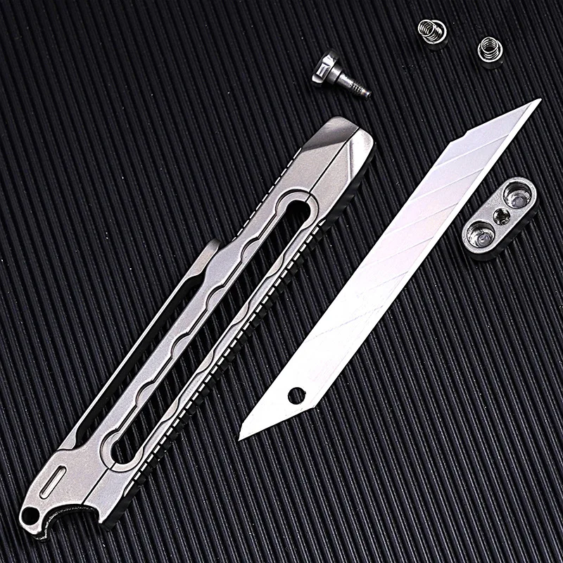 Imagem -05 - Atualização Art Telescopic Utility Knife Titanium Alloy Handle Abridor de Garrafas Cortador de Papel Ferramentas do Bolso Lâmina Substituível 10 Pcs