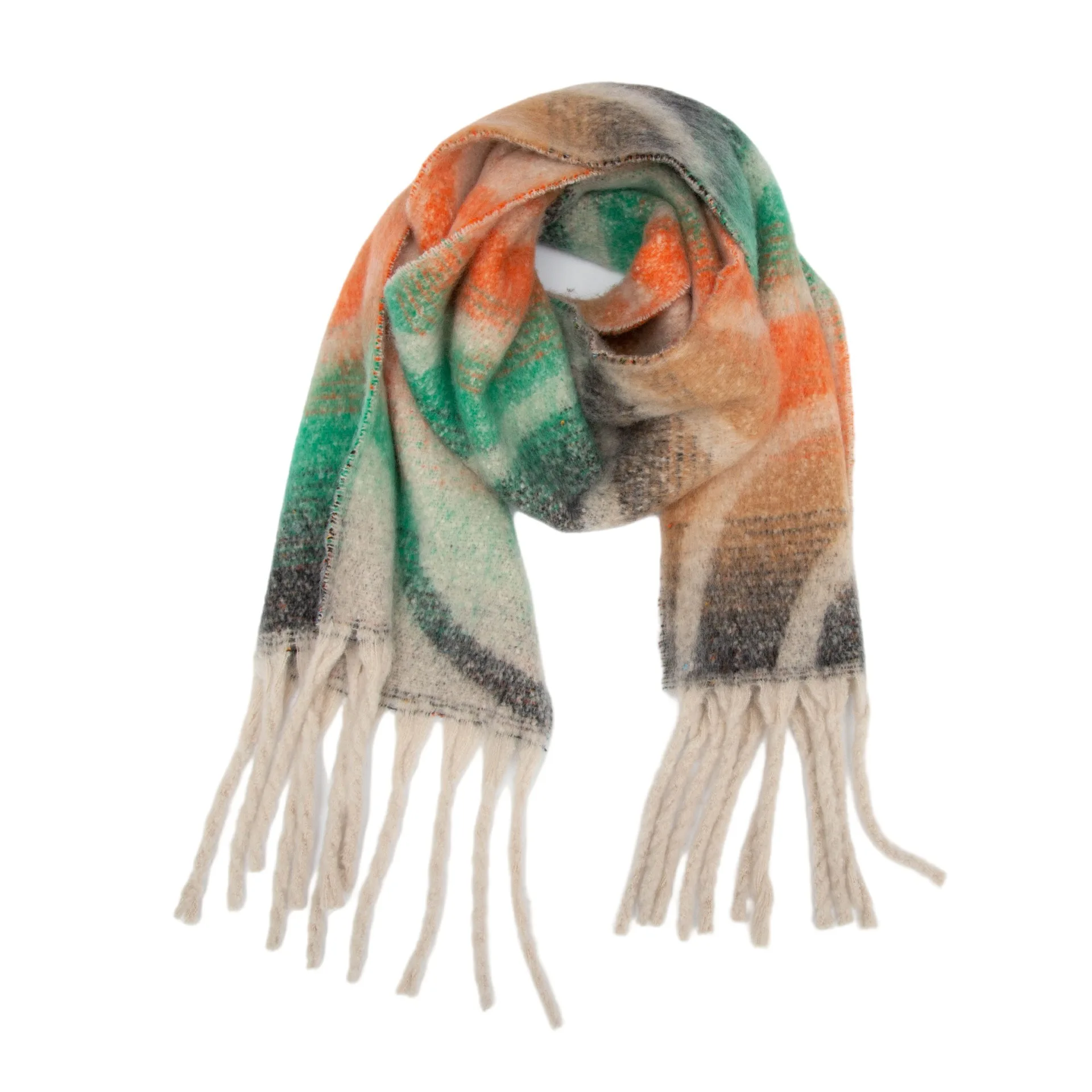 

Осень-зима 2025 г., круглая пряжа, вышитый волнистый шарф с кисточками, китайское производство, зимний сезон, полипропиленовый материал