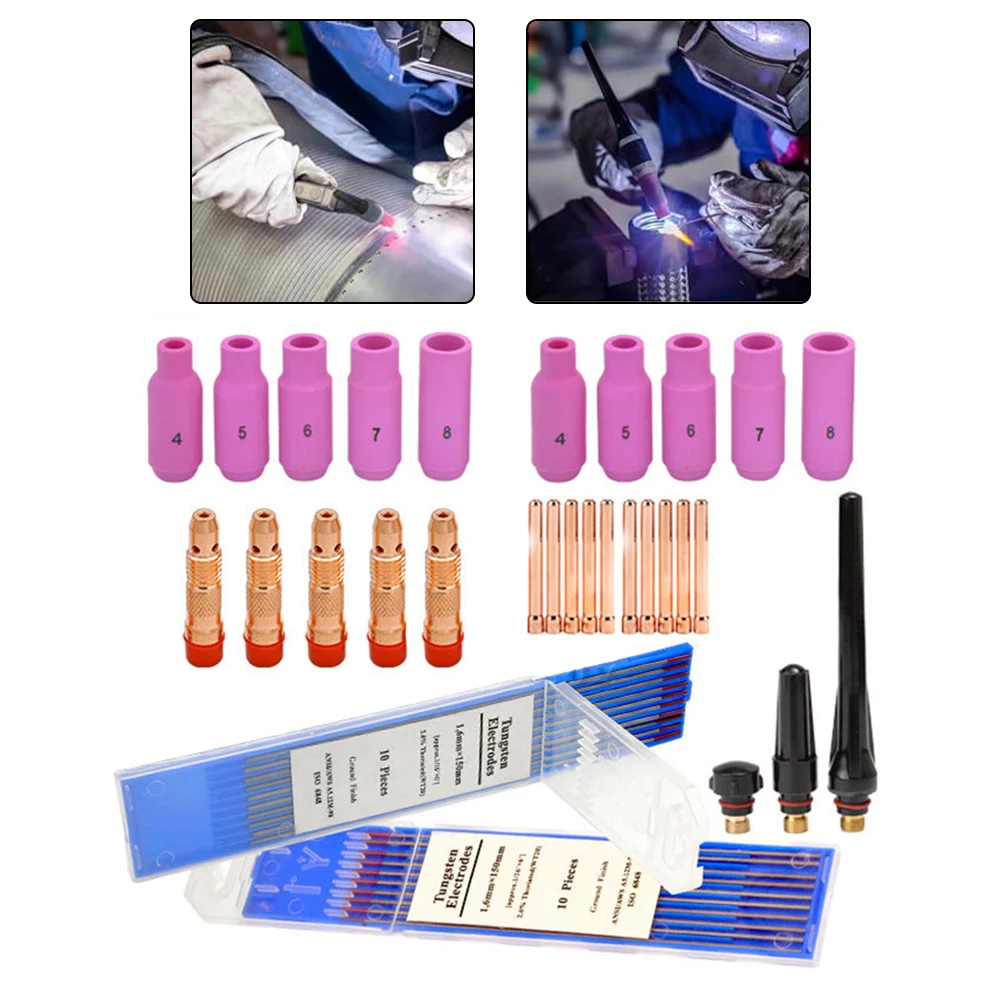 

1 Set 48PCS TIG Welding Accessories Suitable For WP17/18/26 Nozzle Guide Collet Needle Tool Accessories Welding Accessories
