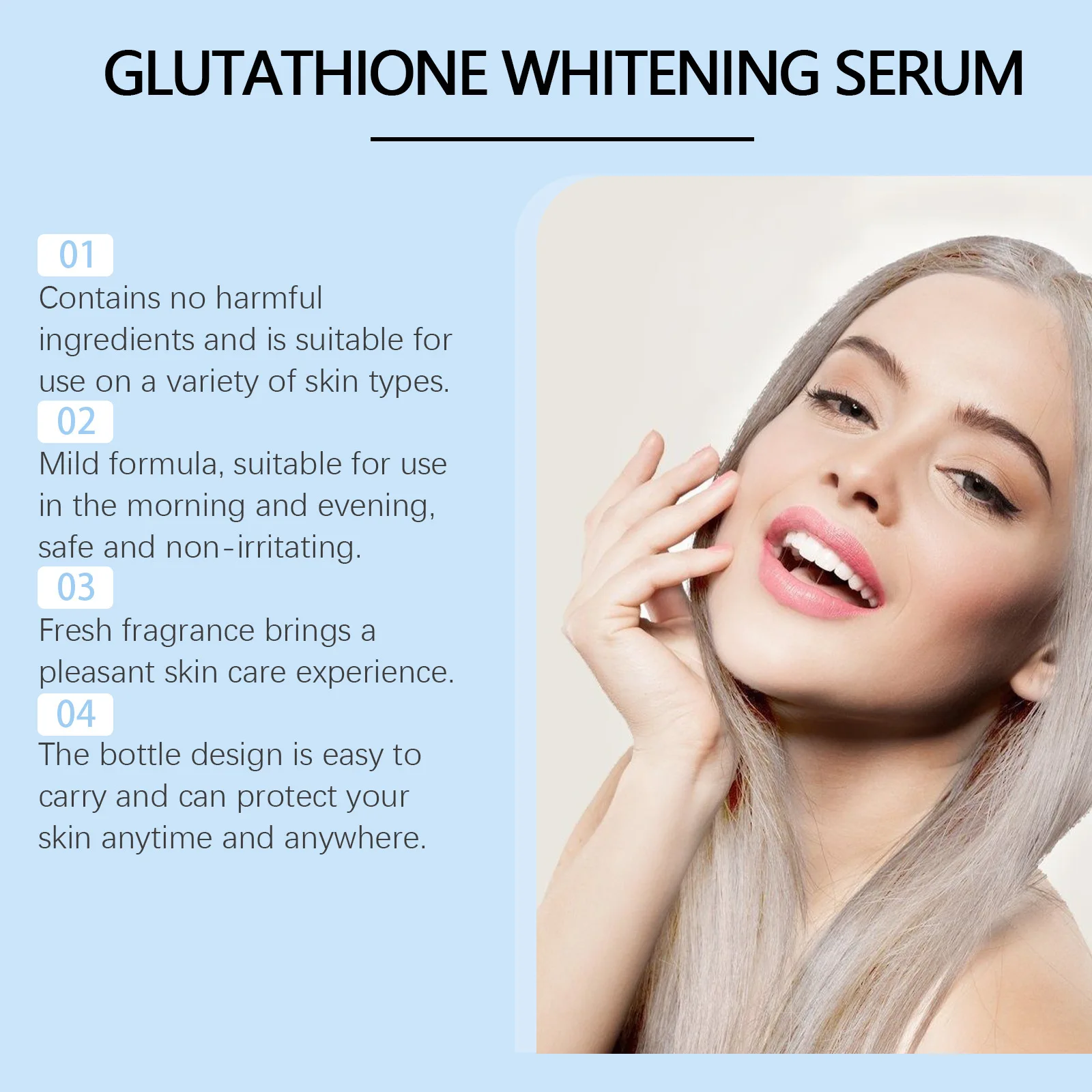 Glutathione Whitening Serum Fade Black Dark Spots Moisturizing Nourishing Reduce Wrinkles Brightening Facial Skin Care Essence