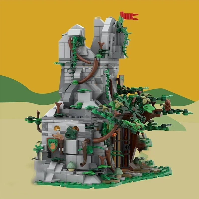 중세 숲 성 모델 Moc 빌딩 벽돌 숲 요새 기술 모듈 형 블록 선물 크리스마스 장난감 DIY 세트 조립