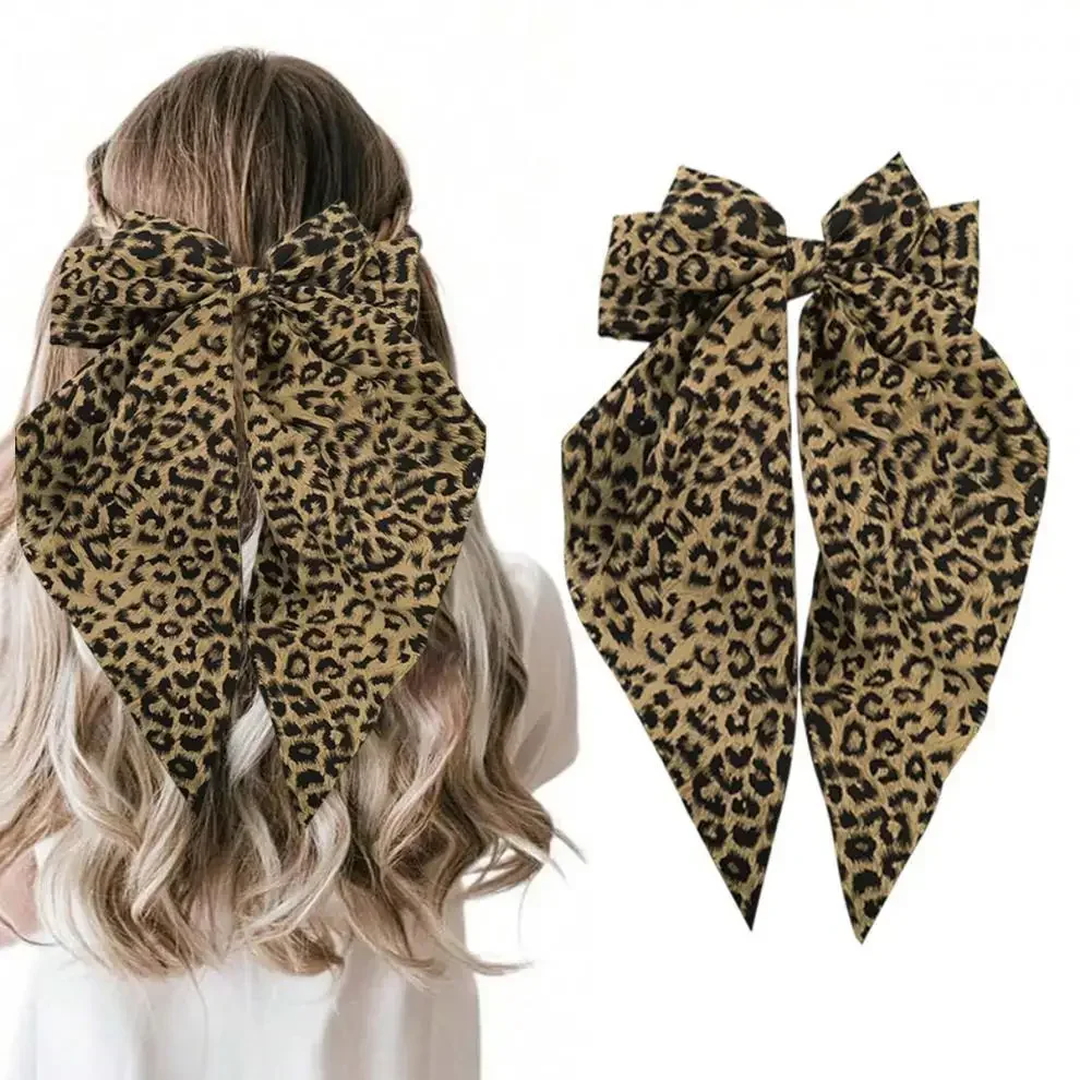 Leopard Ribbon Bow Hairpin Farbic Bowknot Hair Clips Valentine Headwear Girl Hair Accessories Festival Gift