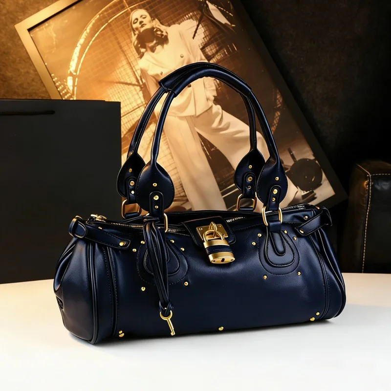 2026 Fall/Winter New Vintage Versatile Lock Bag, Rivet Pillow Bag, Millennium Handbag, Commuting Women's Trendy Bag
