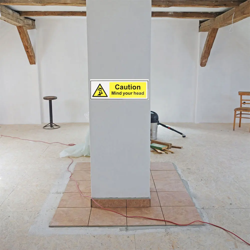 

2Pcs Stable Performance Low Ceiling Watch Your Head Sign Decals Easy Stick Caution Warning Stickers for Indoor Use