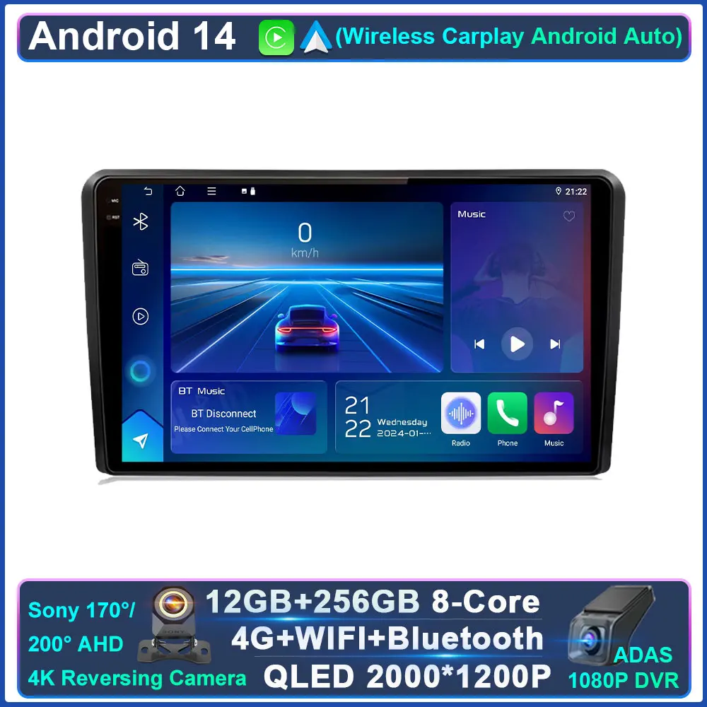 

Wireless CarPlay Android Auto Radio For Audi A3 8P 2003 - 2013 4G Car Multimedia GPS autoradio 4G WIFI BT QLED DSP No 2din DVD