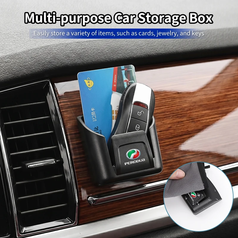 Caja de almacenamiento para llaves con ventilación de aire para coche, caja pequeña de plástico ABS, soporte para tarjetas para Perodua Axia Bezza Myvi Alza Ativa Aruz