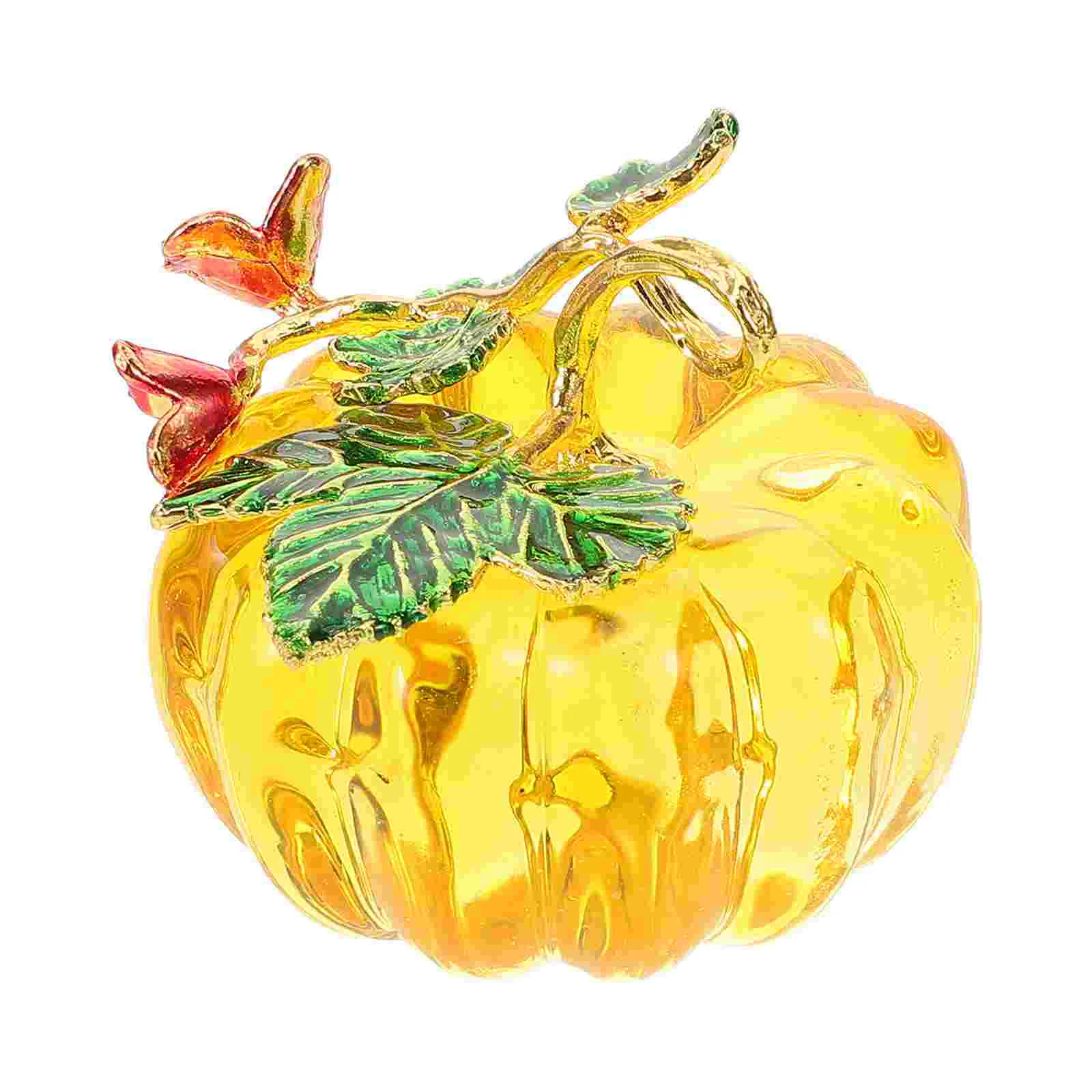 

Fall Decor Crystal Pumpkin Ornament Glass Model Chic Fruit Adornments 800X700X550CM Outdoor Delicate Yellow Modeling