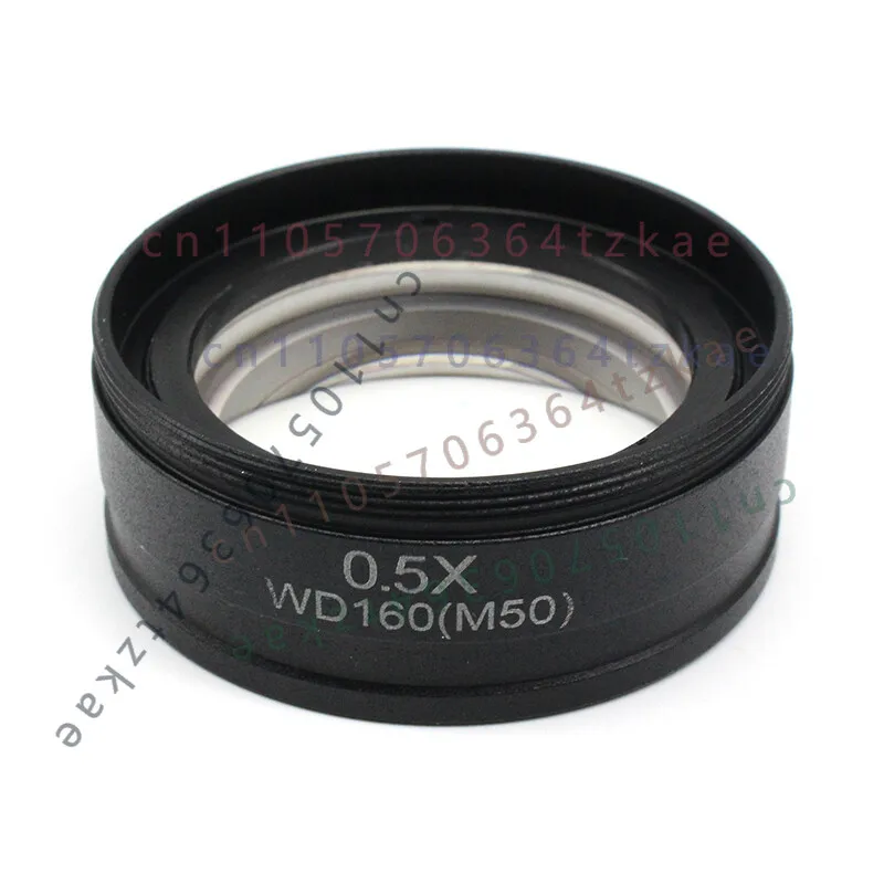0.5X Barlow Auxiliary Objective Lens M42 M48 M50 Mount Thread for Stereo Microscope Optical Accessory