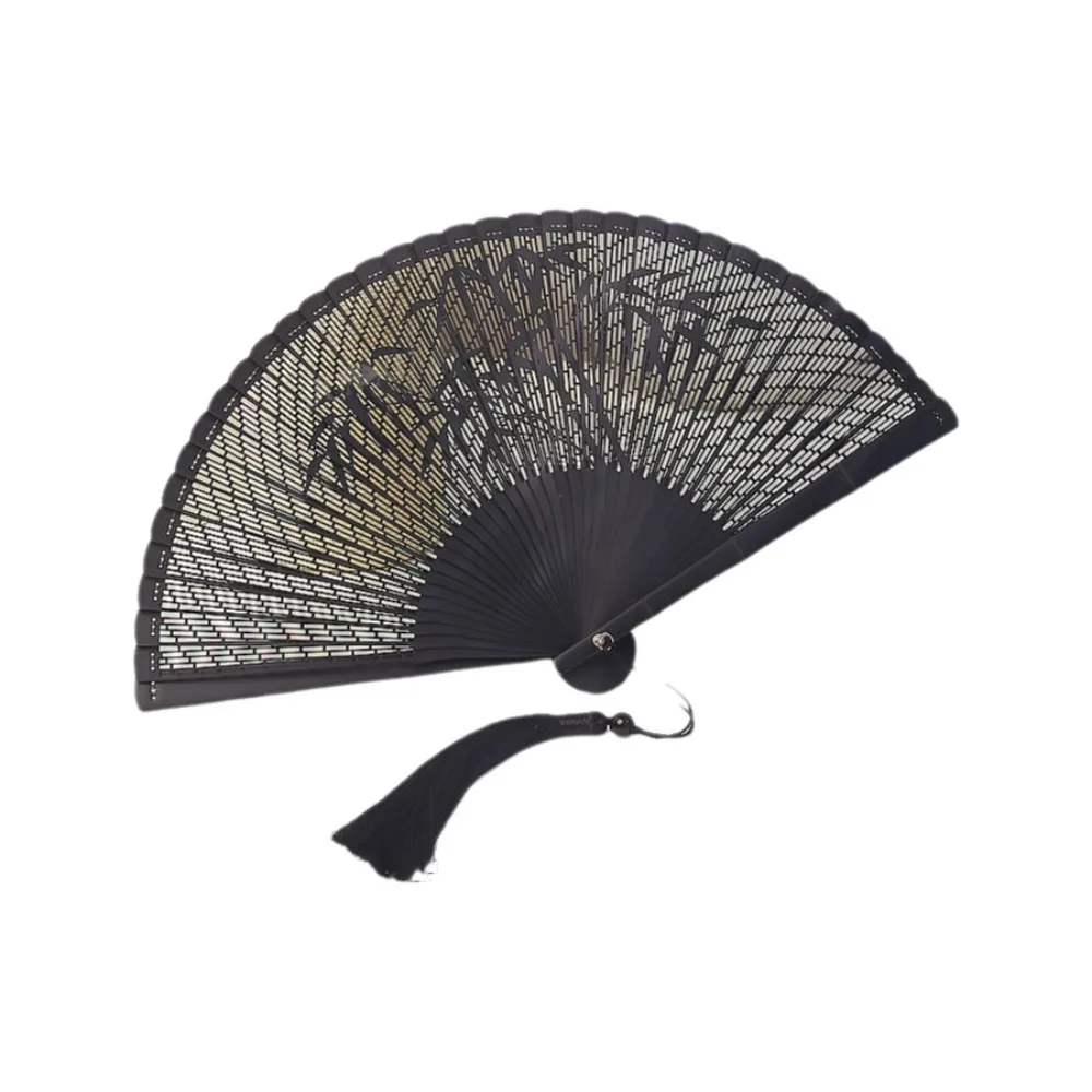 

Portable Hollowed-Out Folding Fan Classical with Tassel Chinese Style Bamboo Fan Vintage Decorative Dance Fan Dancing Use