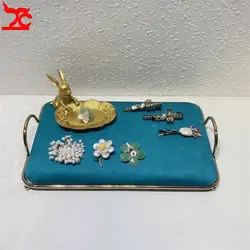 Luxurious Velvet Jewelry Organizer Tray Necklace Earrings Display Holder Window Shop Storage Stand Multiple Colors Available