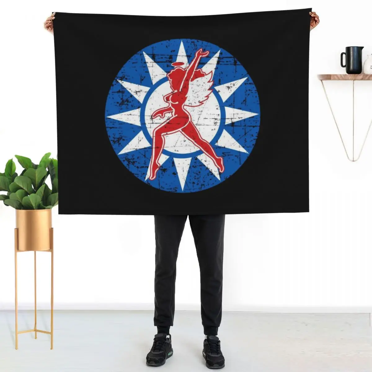 AVG - Flying Tigers - Red Angel RCAF - Grunge Style Throw Blanket Shaggy Quilt for winter Soft Beds Blankets