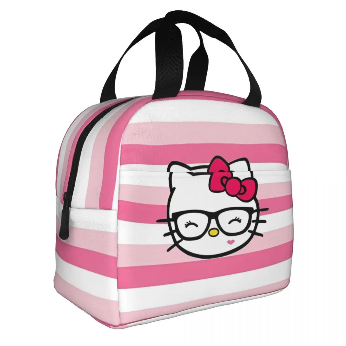 Hello Kitty Happily Insulated Lunch Bag Cooler Bag Meal Container Large Tote Lunch Box Men Women College Travel