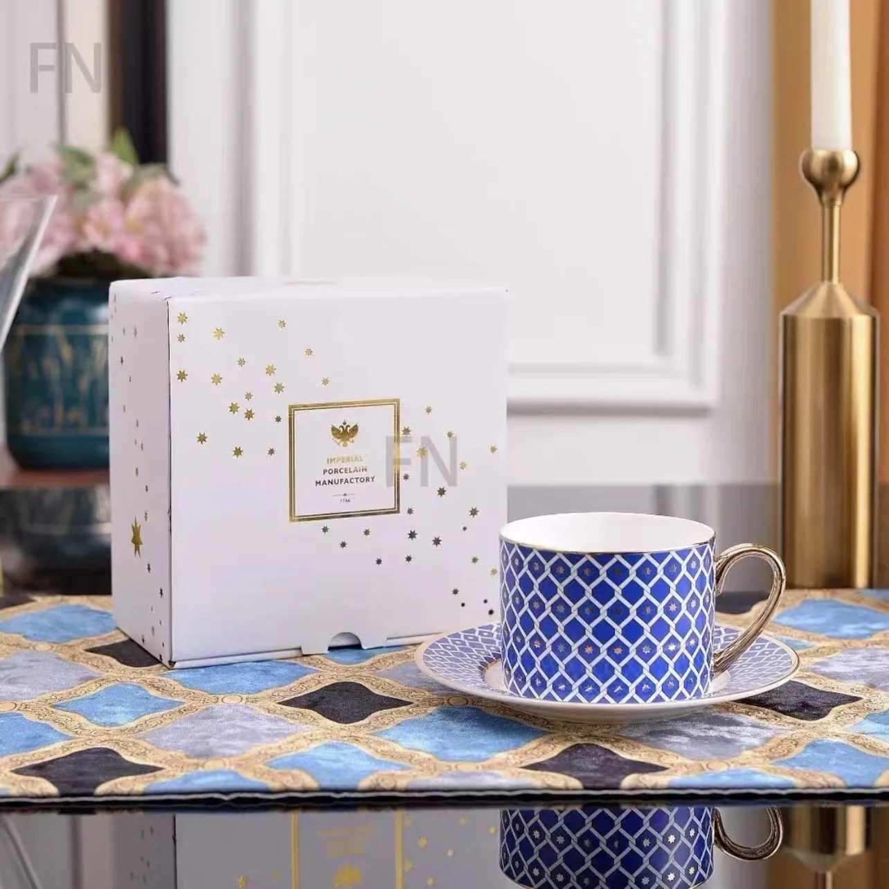 HYS European royal bone china afternoon tea coffee cup saucer couple home mug water cup high value gift