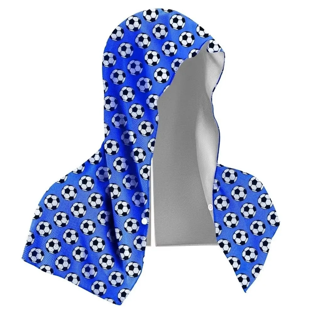 Quick-Dry Cooling Sports Scarf Football Pattern Moisture-Wicking Hooded Headscarf Lightweight Breathable UV Protection Towel