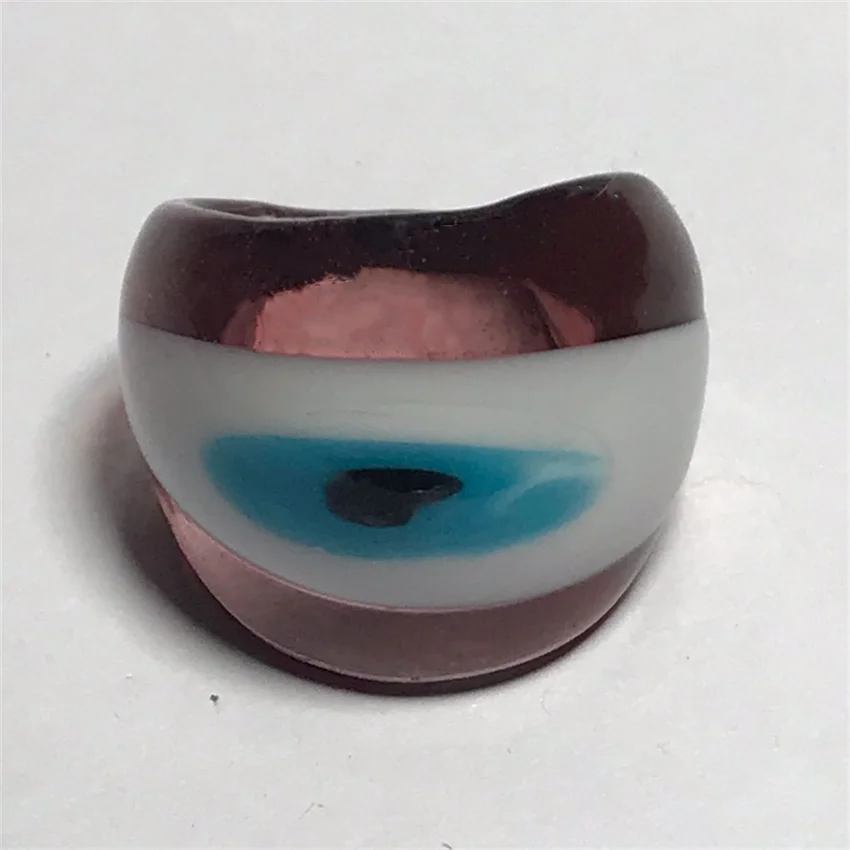 جديد اليدوية خمر للنساء الرجال زجاج مورانو الشفاف الصقيل العين الفن اللوحة نمط سلسلة خواتم الاصبع