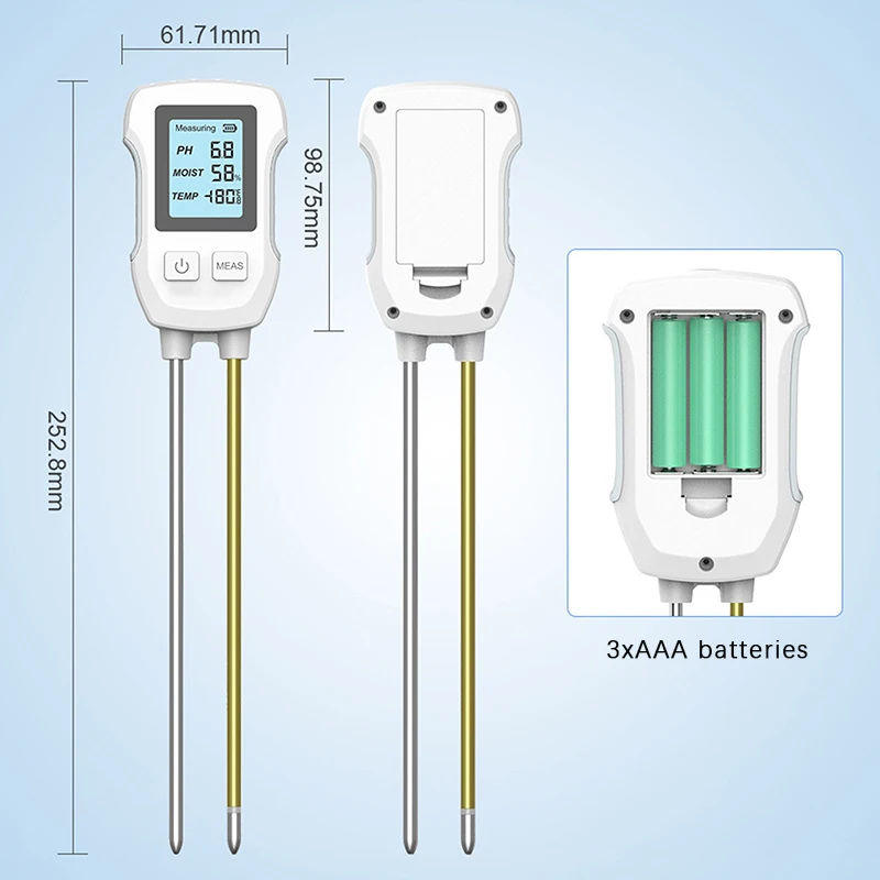 3 In 1 Digital LCD Soil Meter Temperature Humidity PH Meter With Backlight Plant Measuring Instrument For Flower Plants Garden▪