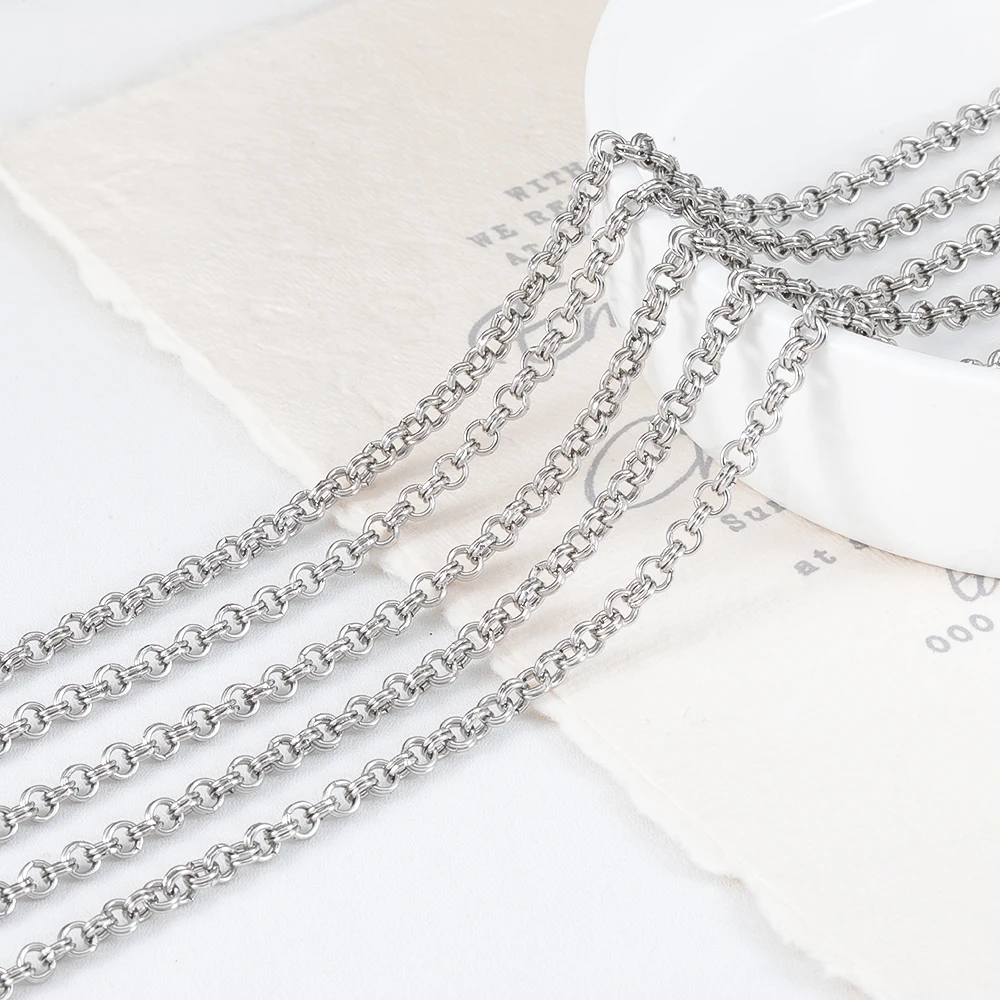 1 Meter New Stainless Steel Small Circle Chain Double Ring Loops Chain for diy Bracelet Necklace Jewelry Making Accessories
