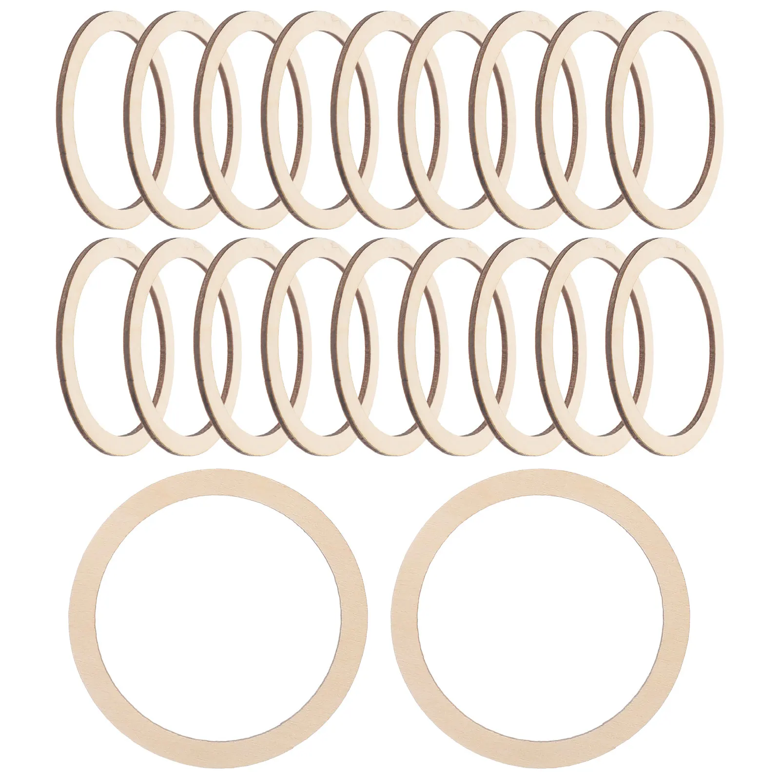 

20pcs Wood Chip Jewelry Accessories Drilled Circles Unfinished Rings Natural Craft Wooden Round Disc Ornament For Diy Sewing