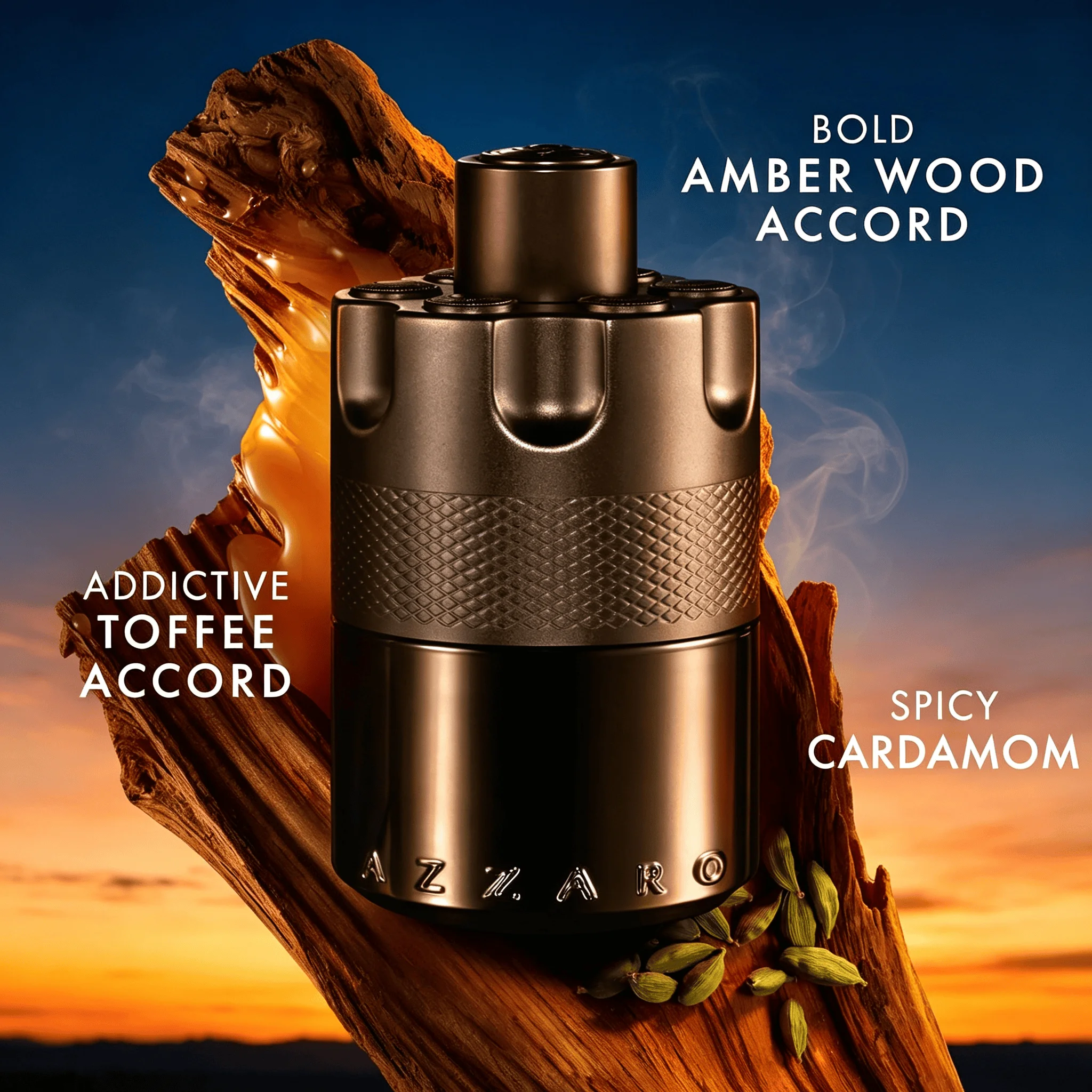 Azzaro The Most Wanted Eau De Parfum Intense - Warm Amber Cologne 100ml Fragrance with Cardamom, Caramel & Woody Amber - Long Lasting - Magnetic Mens Scent Perfect for Cool Evenings - view 4