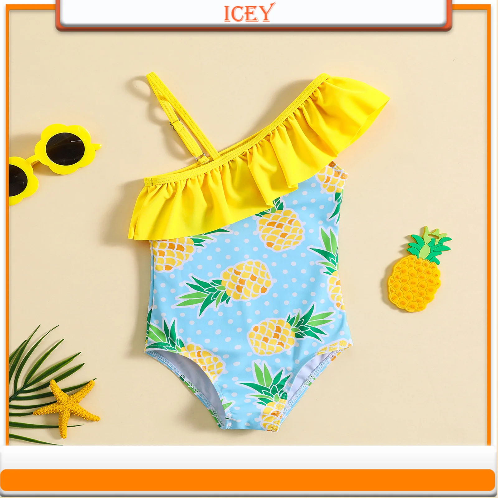 Pineapple Print One-piece One-piece Girls' Swimsuit for Children's Baby Girls Swimsuit Children One-Piece Suits