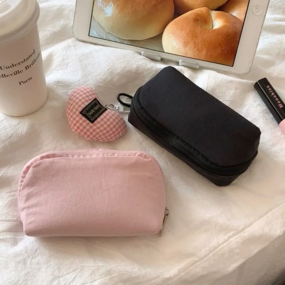 Portable Size Makeup Bag Solid Color Multi-Compartment Travel Organizer Pouch Daily Storage Mini Design Pencil Case For Girls