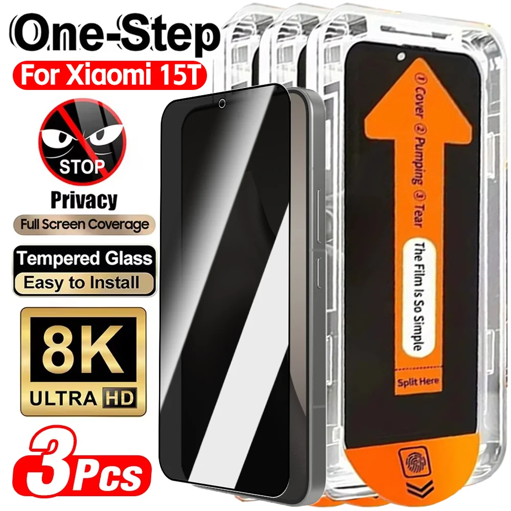 

3-1Pcs Privacy Tempered Glass Screen Protectors for Xiaomi 15T/15T Pro Easy Installation Dust-Free Anti-spy Protective Films