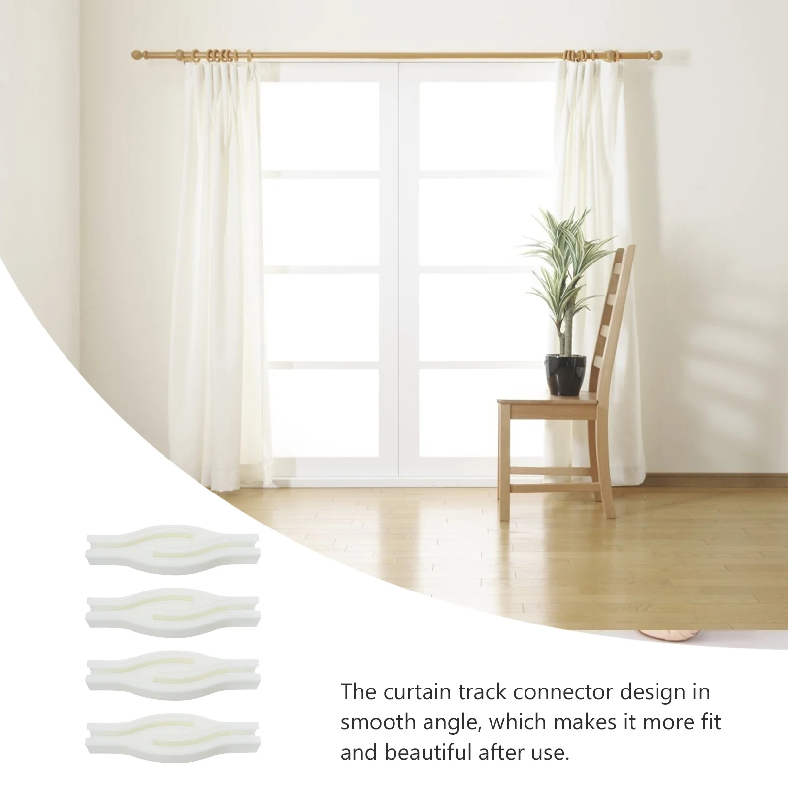 

4Pcs Window Curtain Track Connector Plastic Ceiling Track Joint Extension Connector for Electric and Manual Curtain